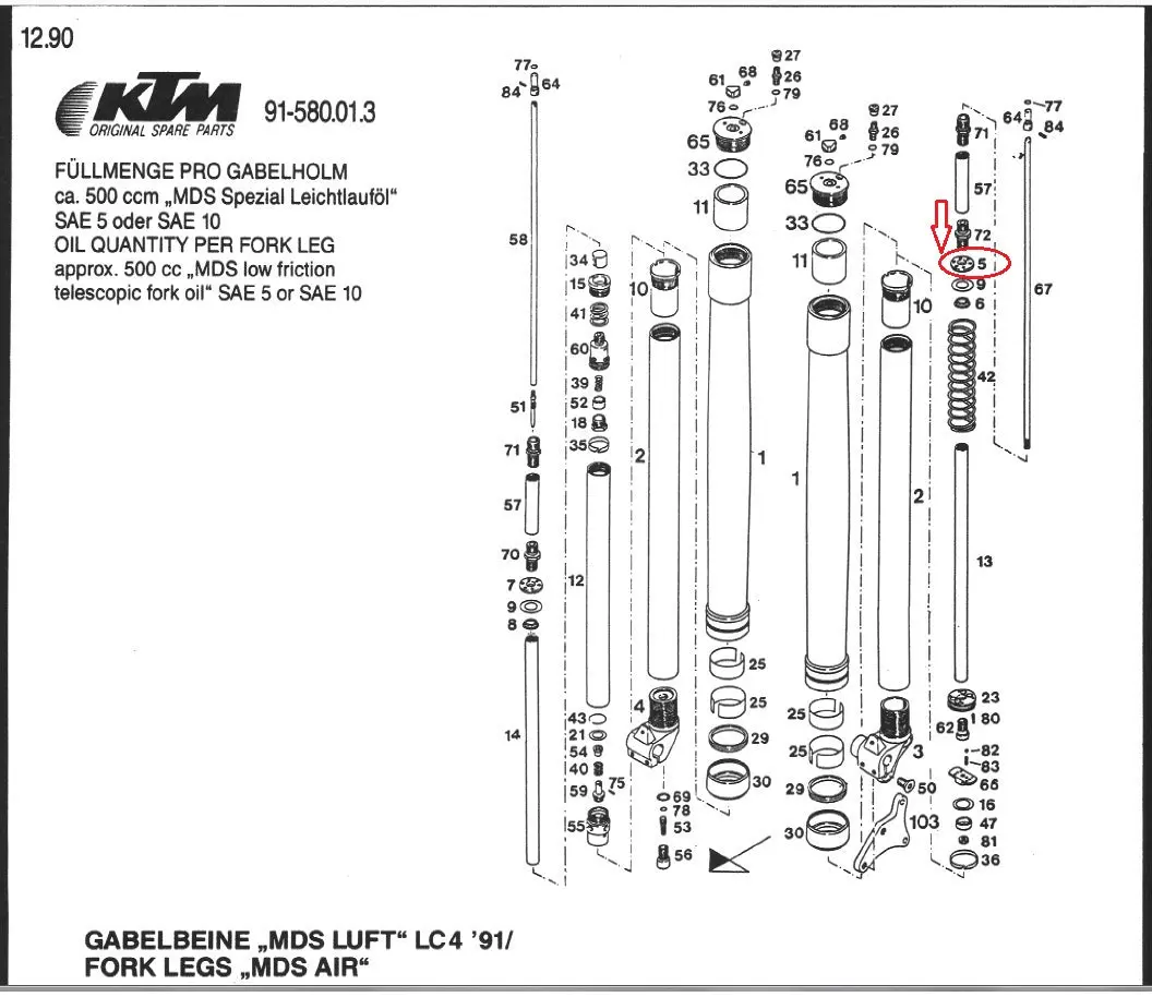 Oem Ktm 1990 500/600 Lc4 Mx/D-Dx/E-Xcfront Fork Valve Disc # 13 58001505013 2