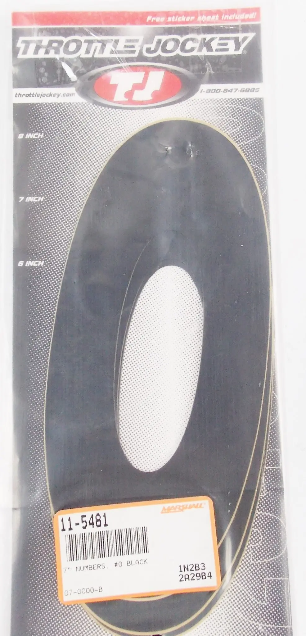 Tj  Front/Side Panel 7" Black Numbers Sticker Set "0" Zero 11-5481 | 07-0000-B 1