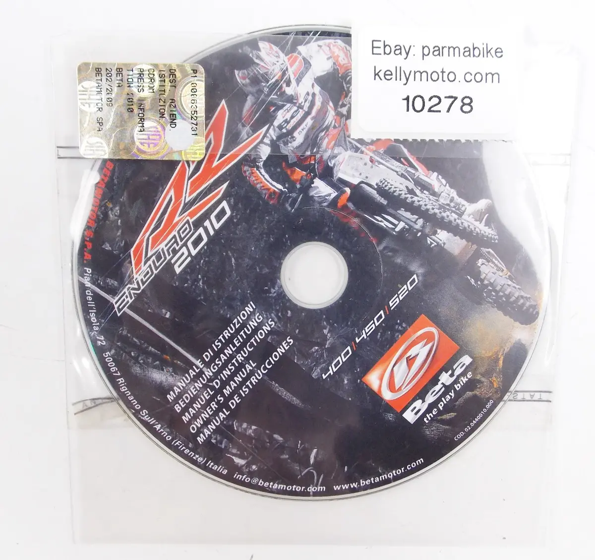 Beta 2010 Rr Enduro 400/520 Owner Manual Cd Italy/English/German/French/Spanish 1
