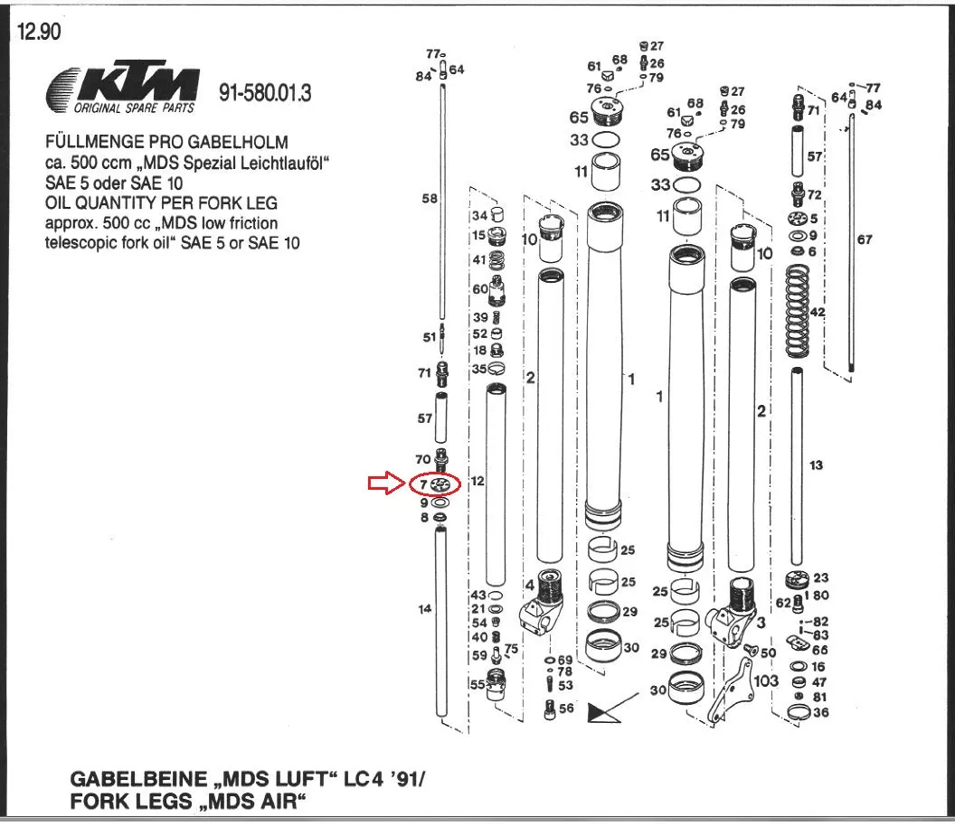 Oem Ktm 1990 500/600 Lc4 Mx/D-Dx/E-Xc/E-Gs Front Fork Valve Disc #14 58001507014 2