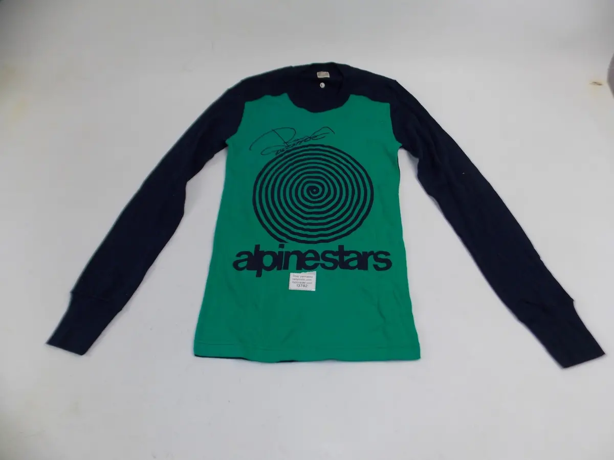 Nos Alpinestars T-Shirt Green/Blue Size 3 Vintage Motocross Enduro Husqvarna Ktm 1