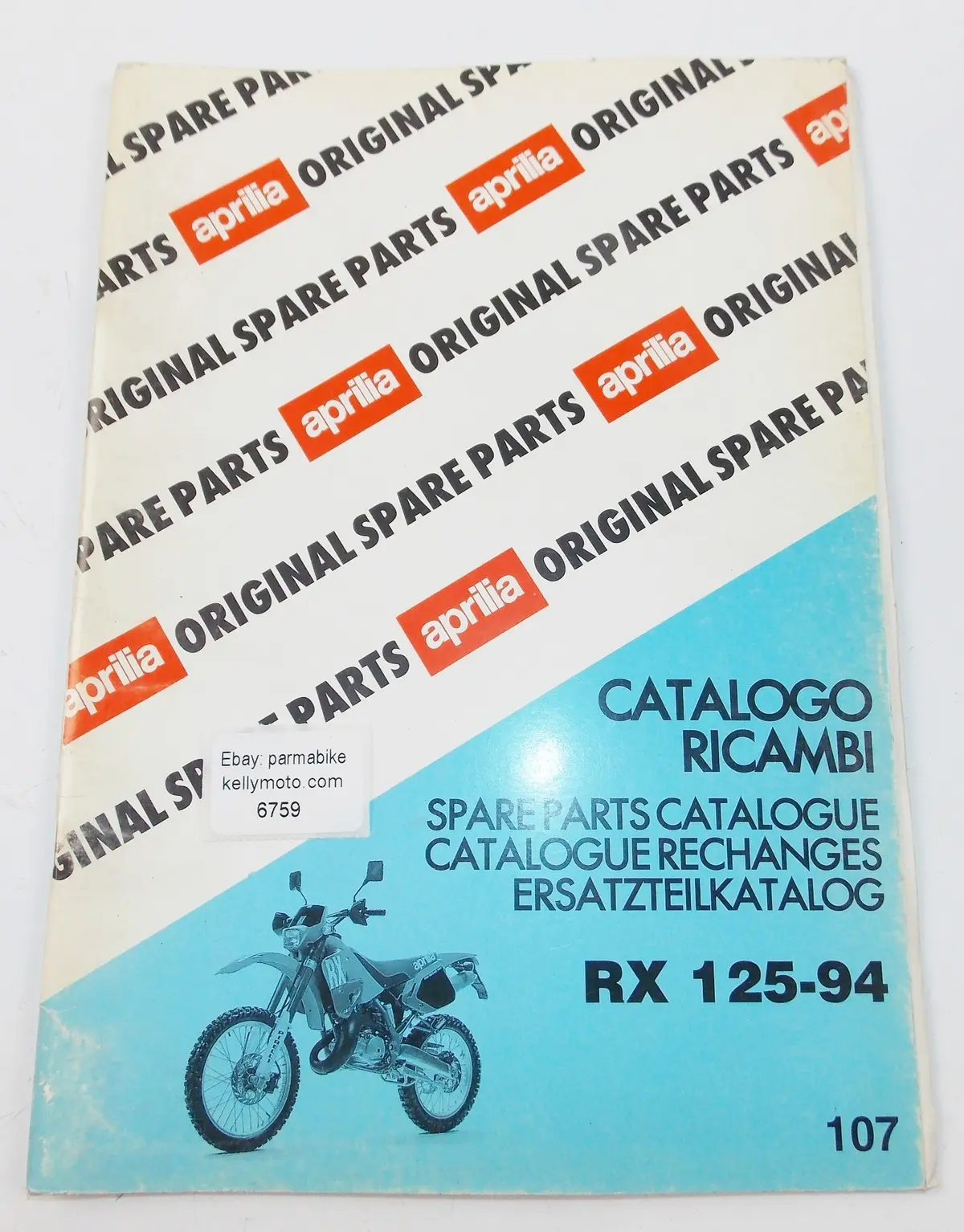 1994 Aprilia Rx 125 Spare Parts Catalog Manual Book 107 1