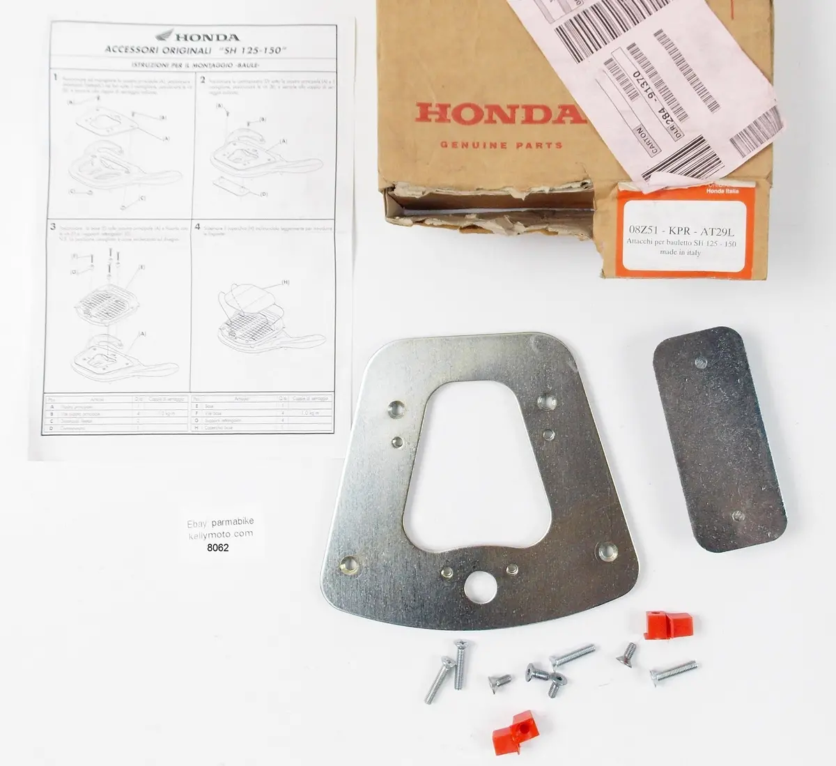 Nos Oem Honda Sh 125 150 Top Box Carrier Plate Rack Attachment 08Z51-Kpr-At29l 1