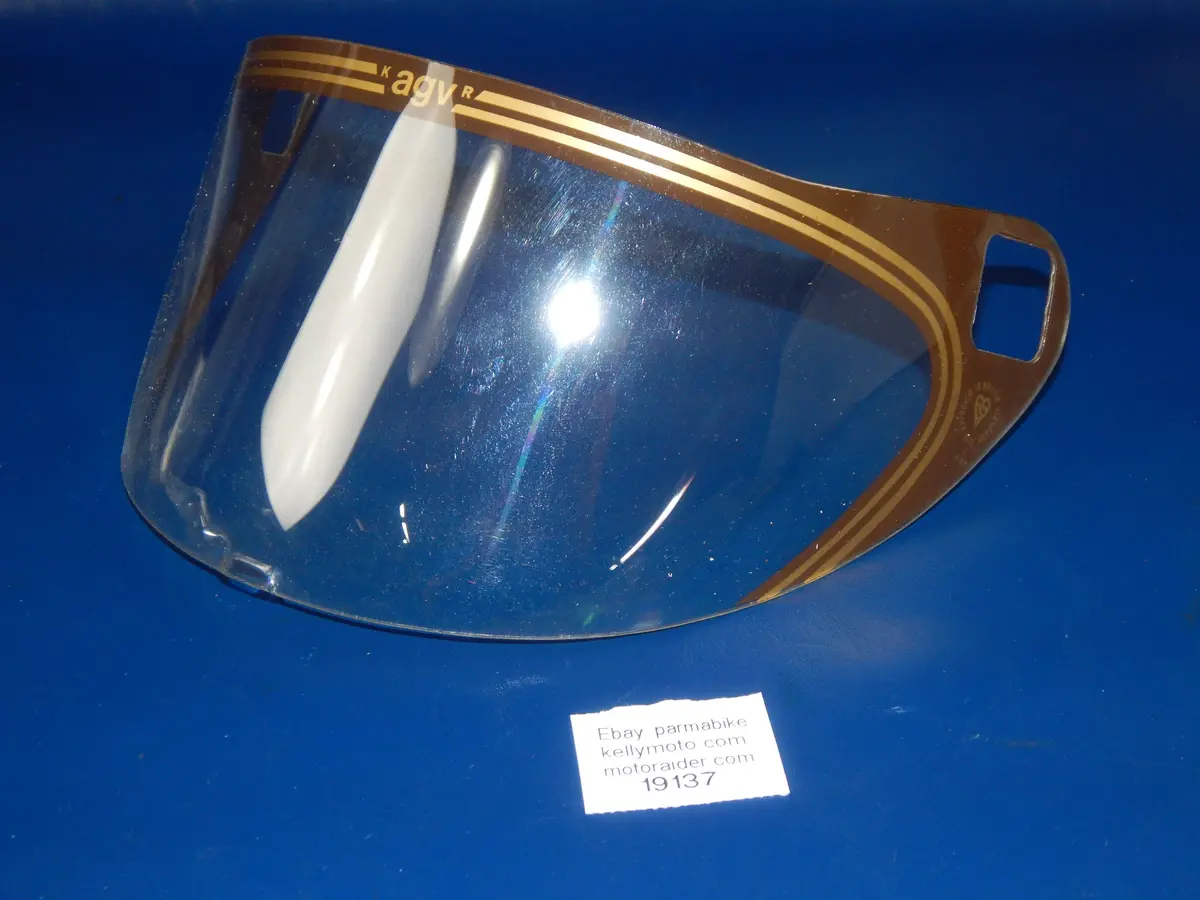 Vintage Motorcycle Helmet Agv V-Kr 2000 Clear Visor Shield Screen Brown Italy 1