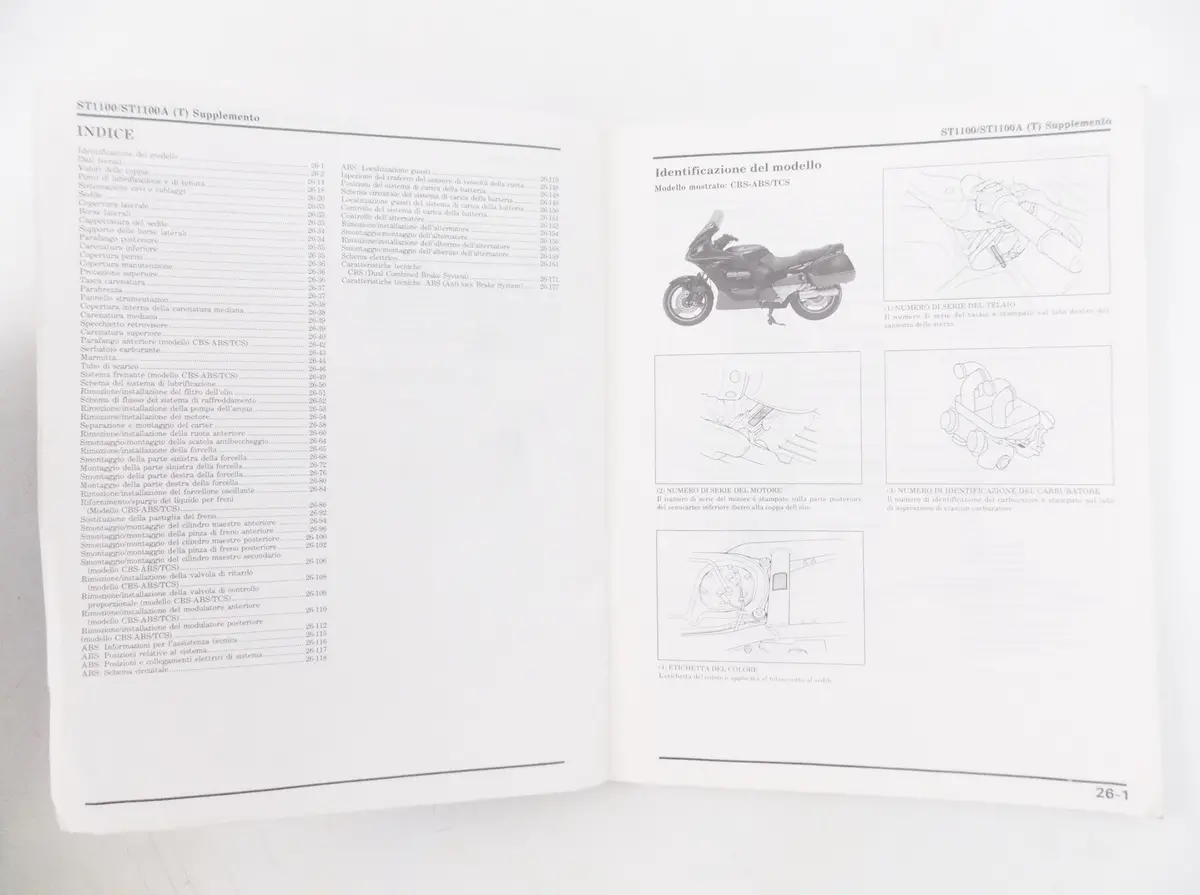Honda 1996 St1100t/St1100at Pan-European Workshop Manual Book Italian 2