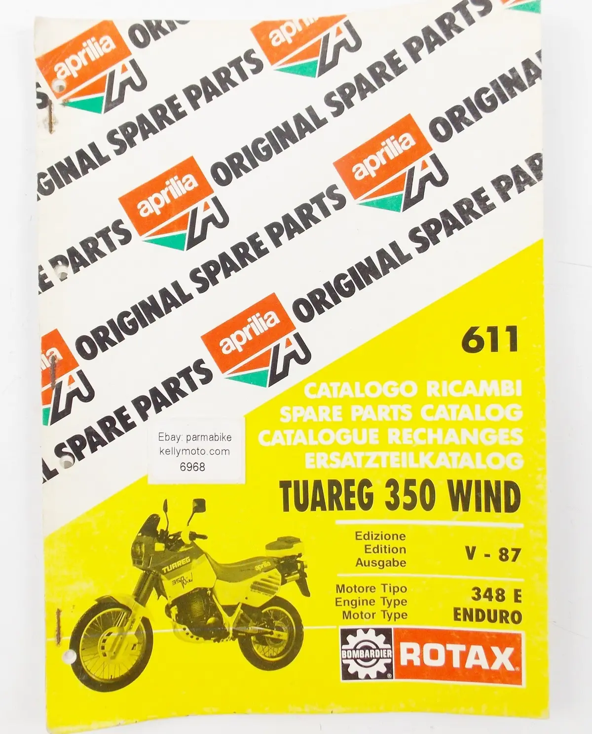 Aprilia 1987 Tuareg 350 Wind Moitor 348 Spare Parts Catalog Book 611 1