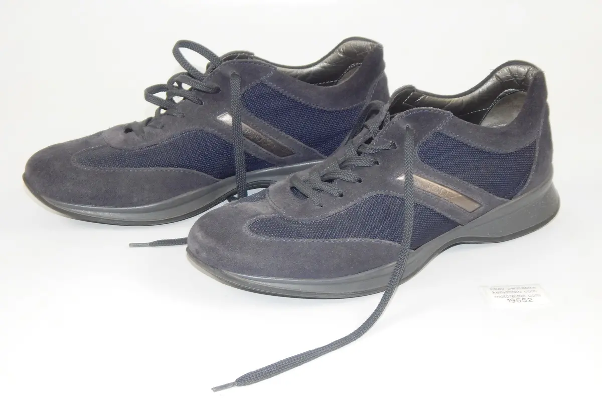 Original Tod's Men Shoes Sport Sneakers Blue Leather Fabric Euro Size 8 (Us 10) 1