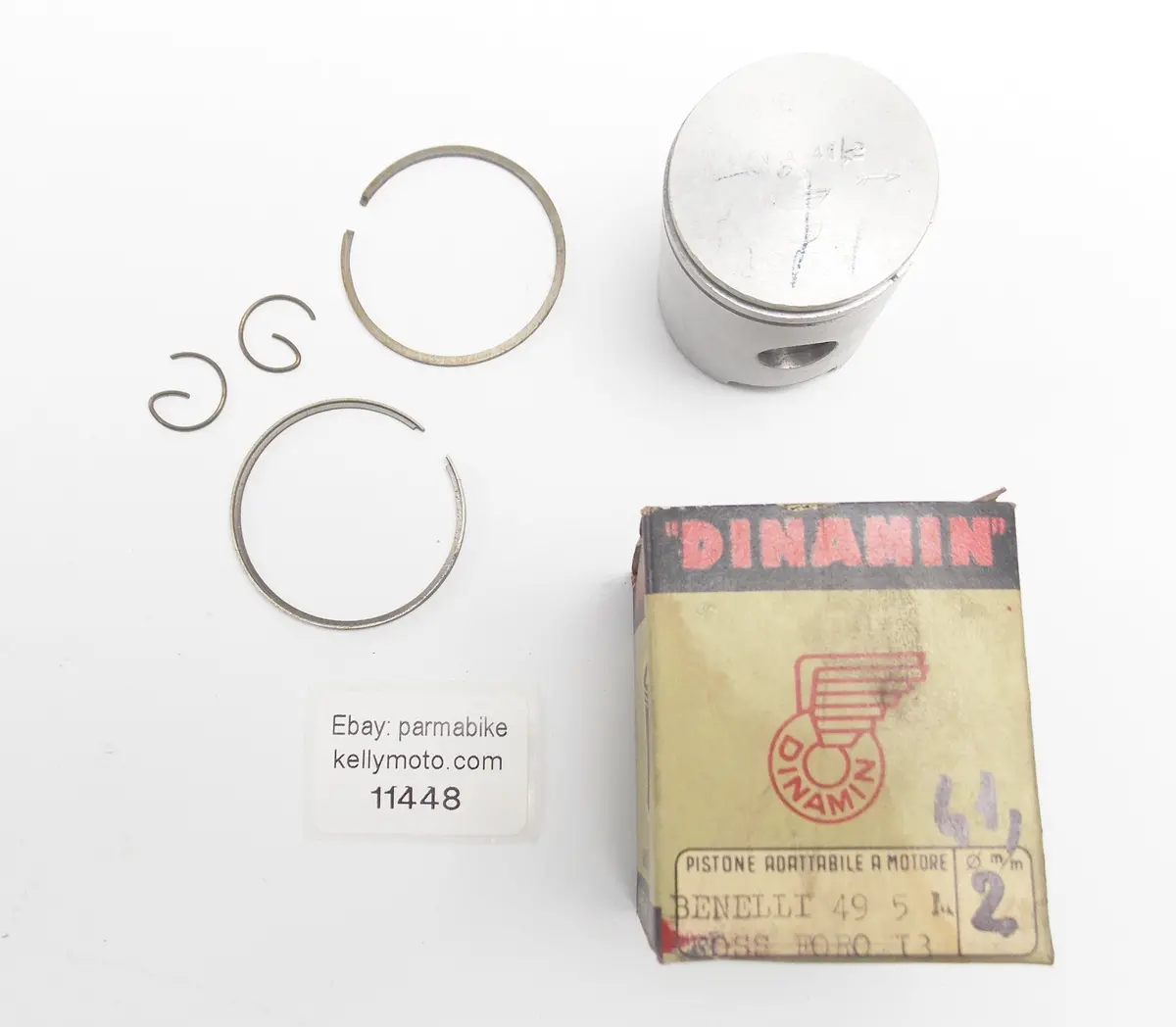 Nos Dinamin Piston + Pin + Rings Set D. 41.2 Mm Benelli 49Cc Cross Motor Engine 1