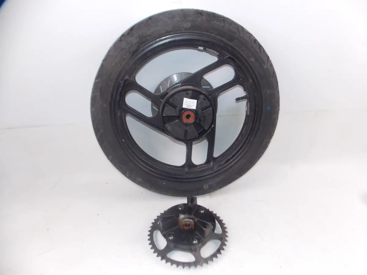 1990'S Yamaha 2.75-18 Rear Wheel Black Sprocket Brake Disc Rotor Tire Vintage 1