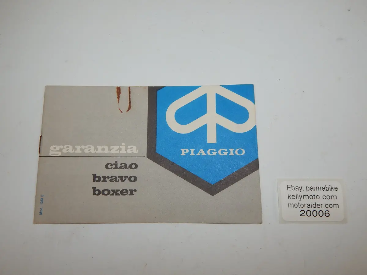 1980'S Piaggio Ciao Bravo Boxer Warranty Book Italian Vintage Moped 1
