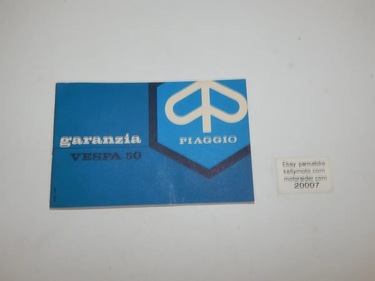1980'S Piaggio Vespa 50 Warranty Book Italian Vintage Scooter 1