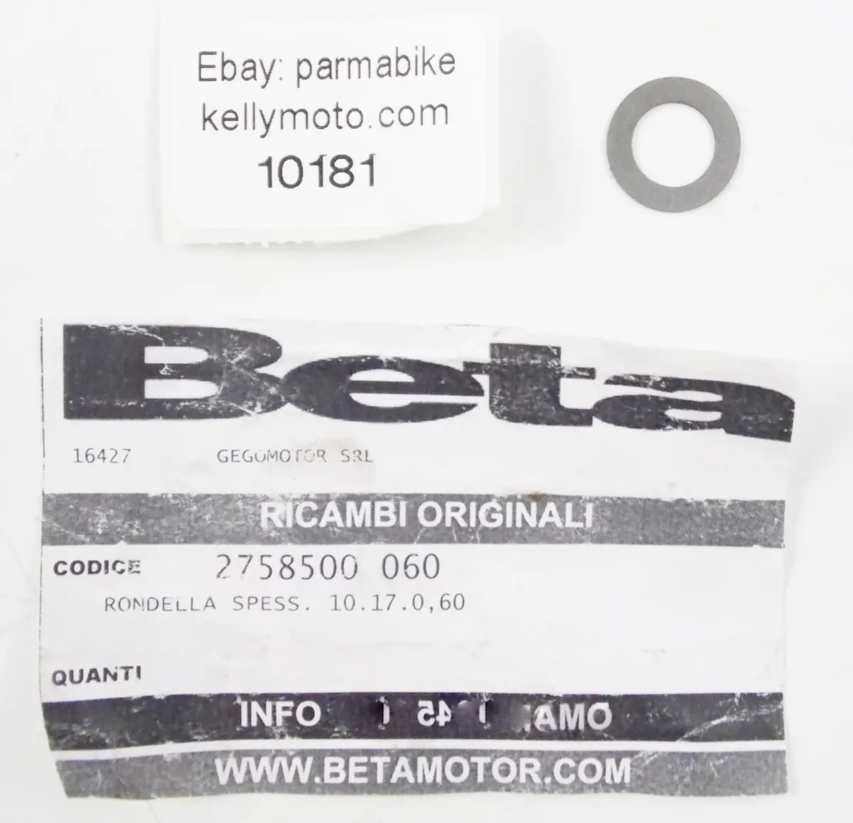 Nos Beta 2012 Minicross R12 Washer 10X60x060 2758500-060 1