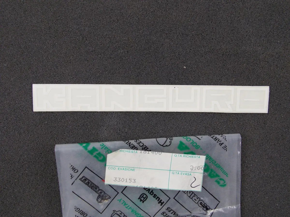 Nos Oem Cagiva Morini 1987 350 Kanguro Sticker White "Kanguro" 330153 1