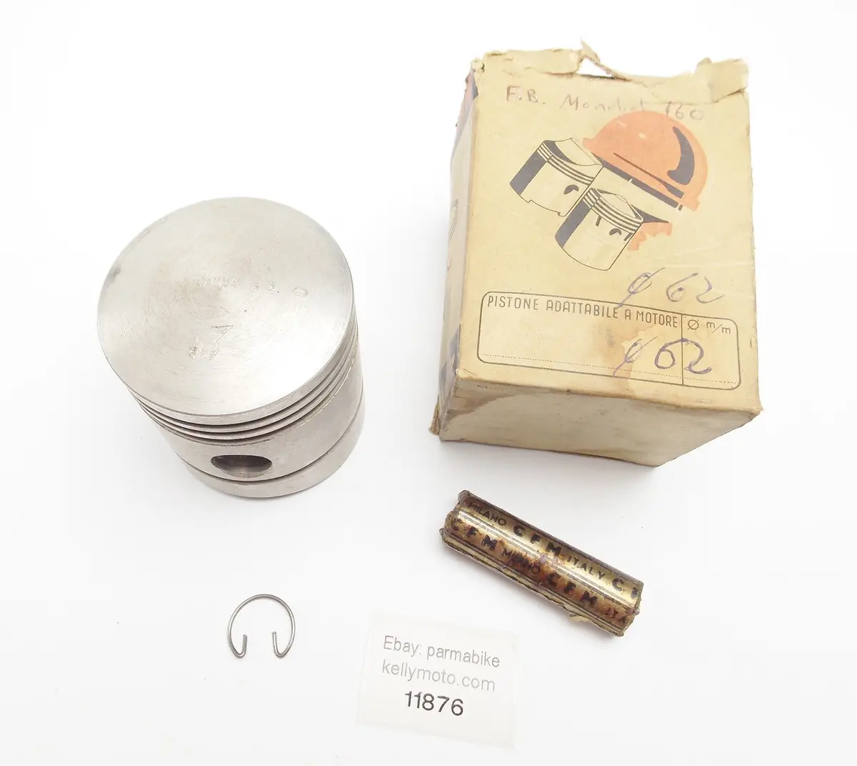 Nos Dinamin Piston+Pin+Clip D=59.9 Mm F.B. Mondial 160Cc 4 Stroke Motor Engine 1