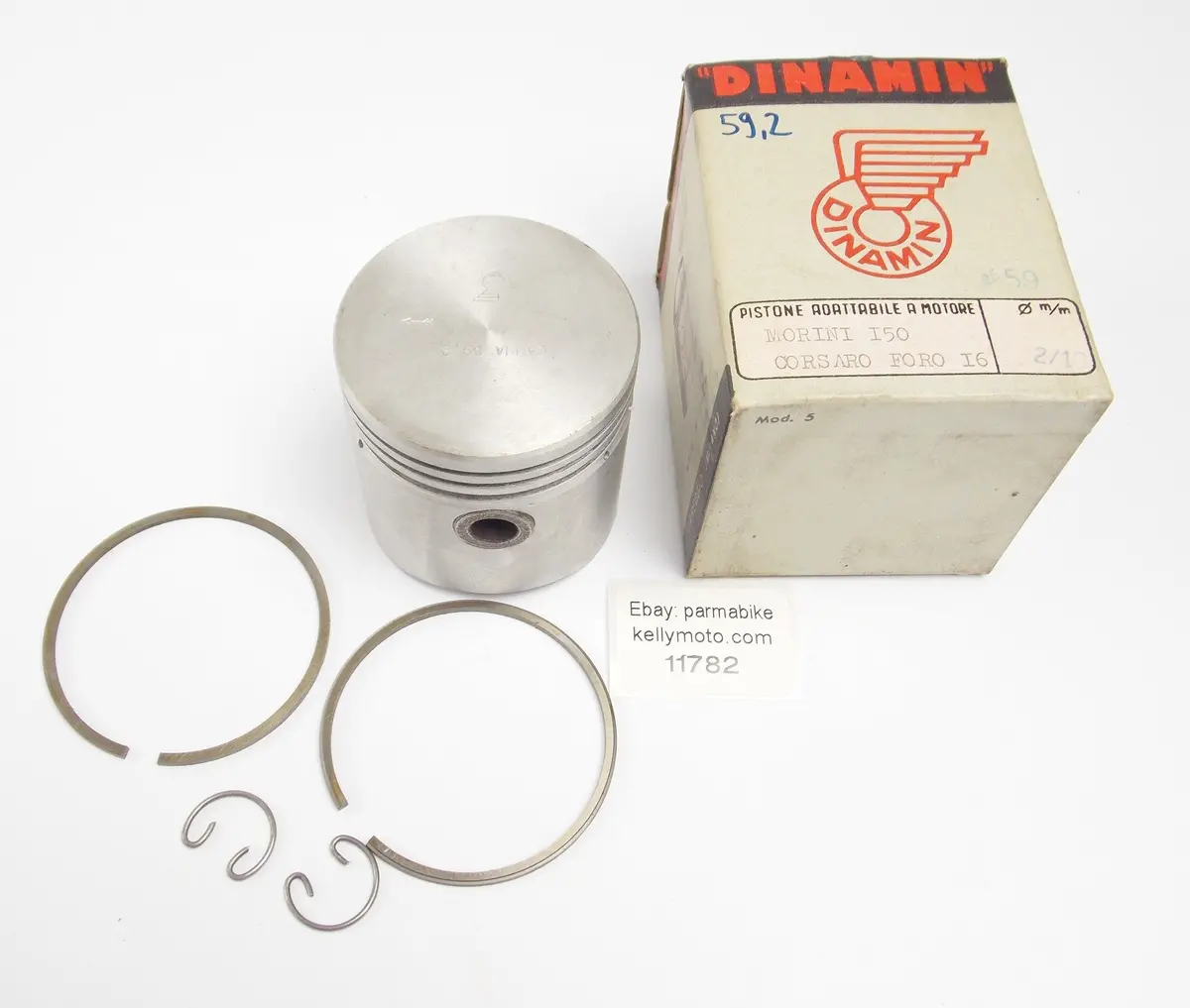 Nos Dinamin Piston + Rings + Pin + Clips Diameter 59.2 Mm Morini Corsaro 150 1