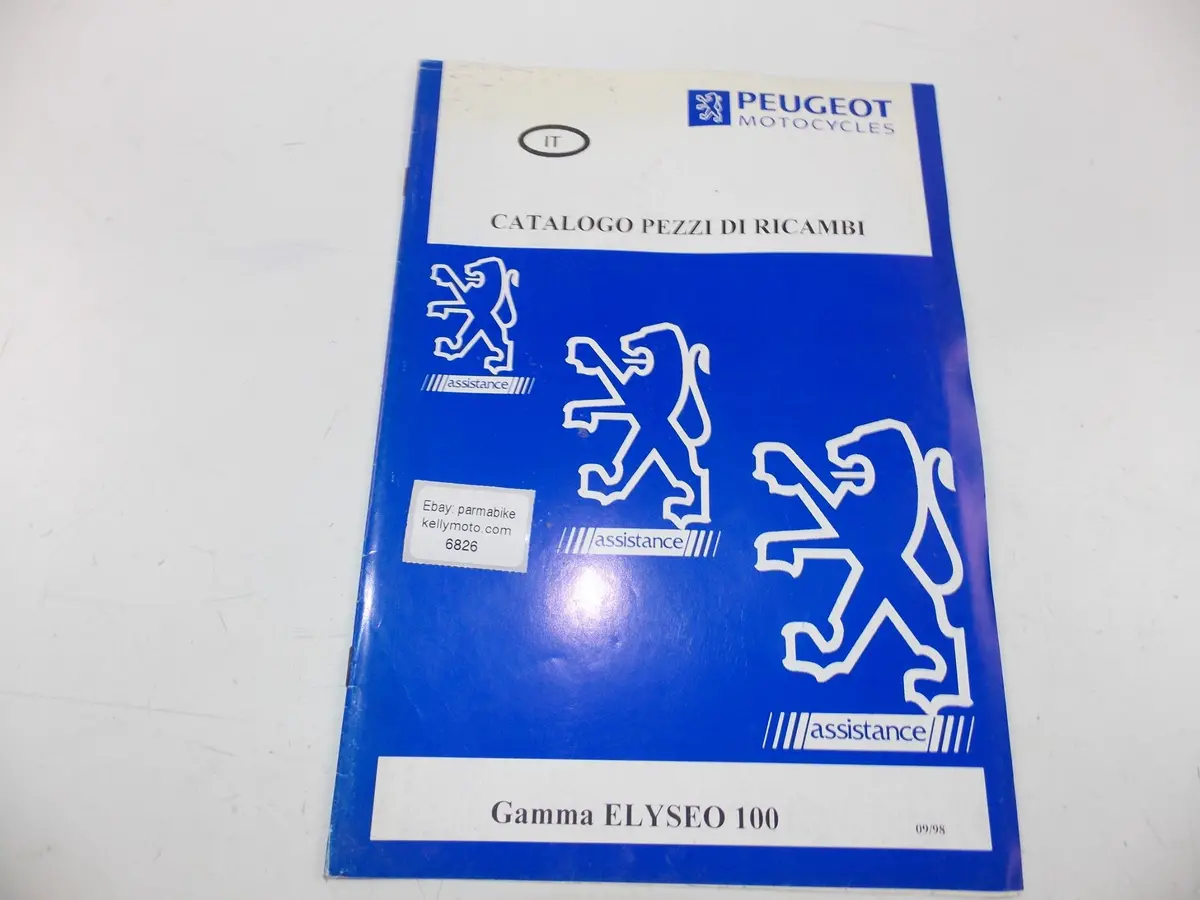09/1998 Spare Parts Catalog Book Manual Peugeot Scooter Gamma Elyseo 100 Italian 1