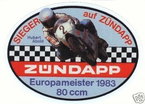 Vintage Zundapp Sticker "1983 European Champion 80Cc" Decal Mark Zuendapp Abold 1