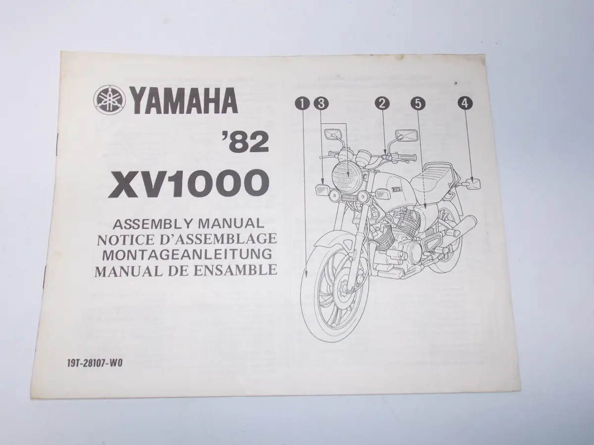 New Yamaha 1982 Xv1000 Assembly Manual Set Up Book Pamphlet 19T-28107-W0 1