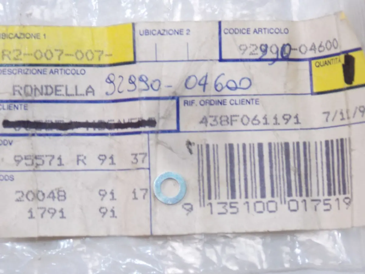 Nos Yamaha   1986 Washer Plate (525)  Yx600   92990-04600 1