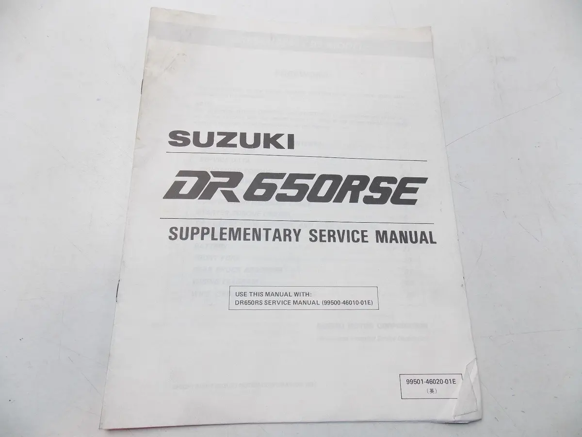 New Suzuki 1991 Supplement Manual Book Dr650rse English  99501-46020-01E 1