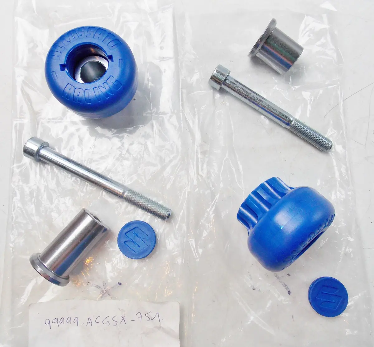 Nos Suzuki Accossato Gzx750 Blue Crash Pads Frame Sliders Guards 99999-Acgsx-751 1