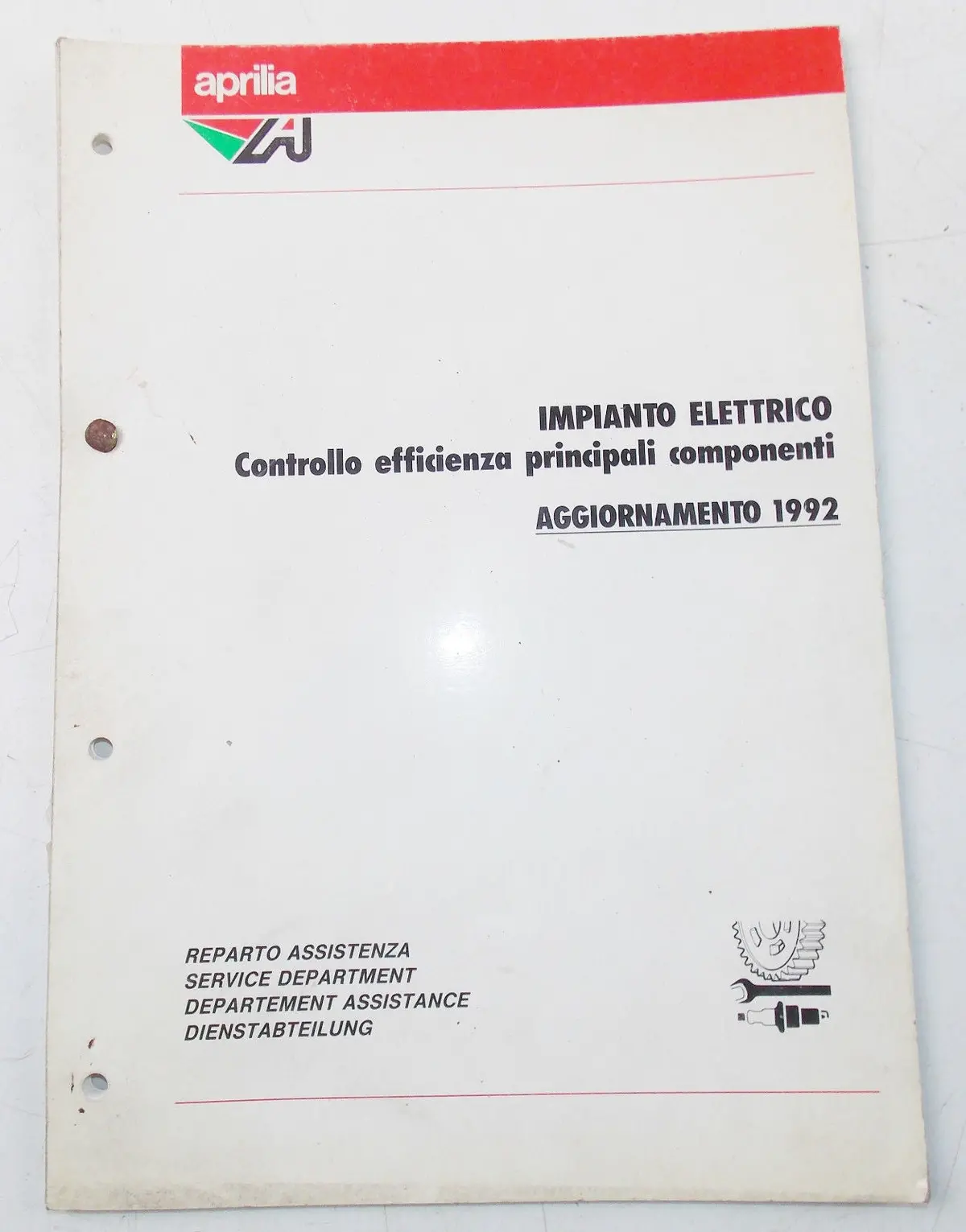 1992 Update Aprilia Electrical System Components Efficiency Control Manual Book 1