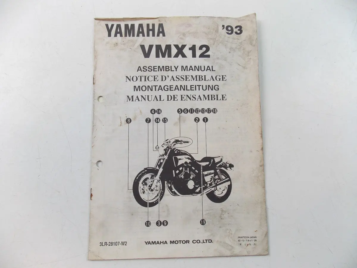 Nos Yamaha 1993 Assembly Manual Vmx12 1