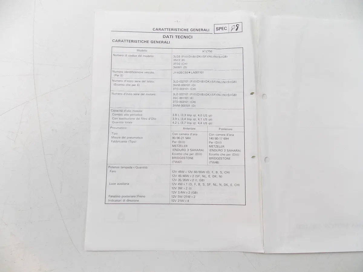 Nos Yamaha 1989 1990 Service Information Manual Xtz750 2