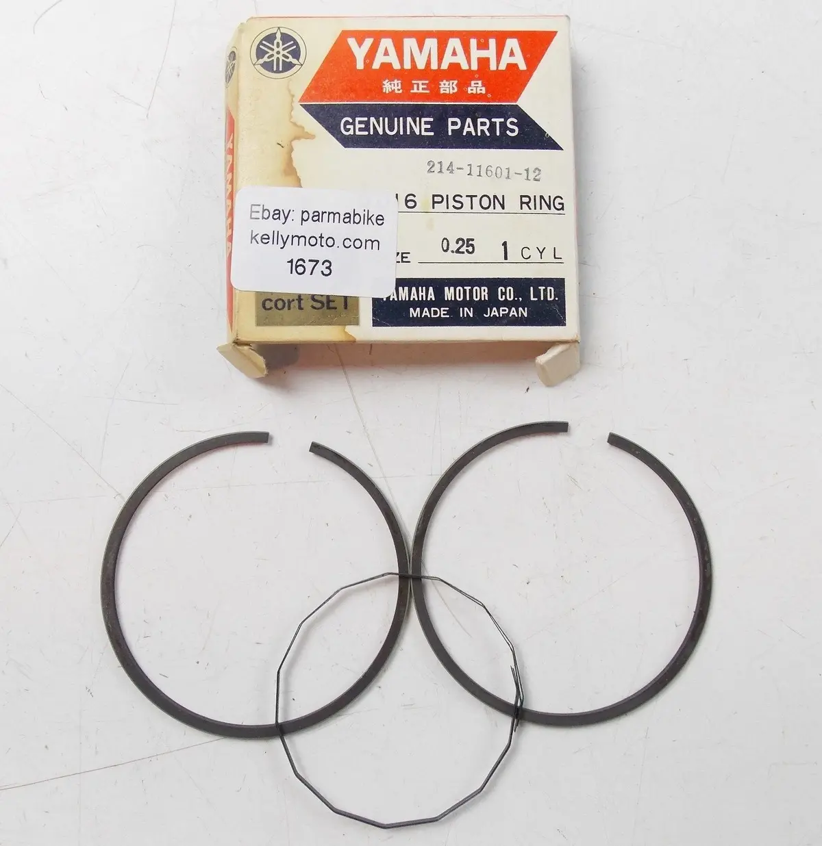 Nos Yamaha 1968-1970  Piston Ring Set 1St O/S 0.25 (3 Rings) Dt1 214-11601-12 1