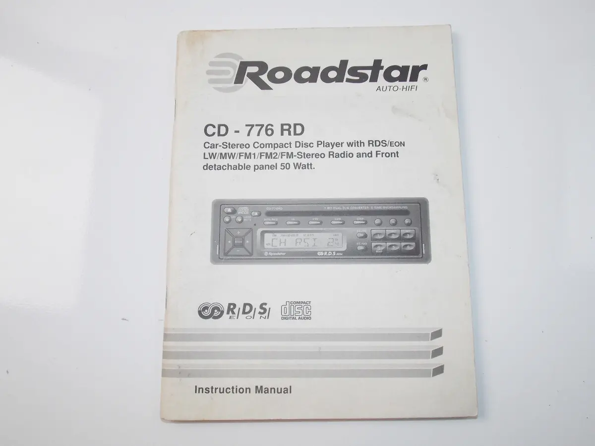 Instruction Manual Roadstar Cd-776 Rd Car Stereo Compact Disc Player Am Fm Radio 1