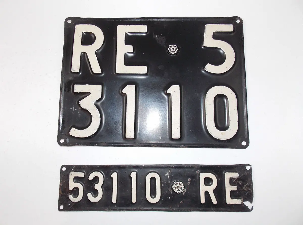 1950'S Vintage Italian Steel License Plate Front Rear Ferrari Alfa Porsche Fiat 1