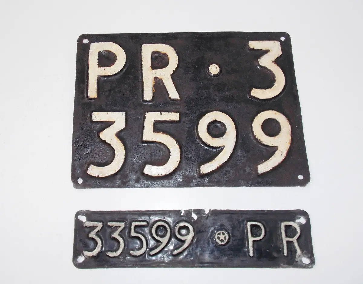 1950'S Vintage Italian Steel License Plate Rear Citroen Mercedes Porsche Peugeot 1