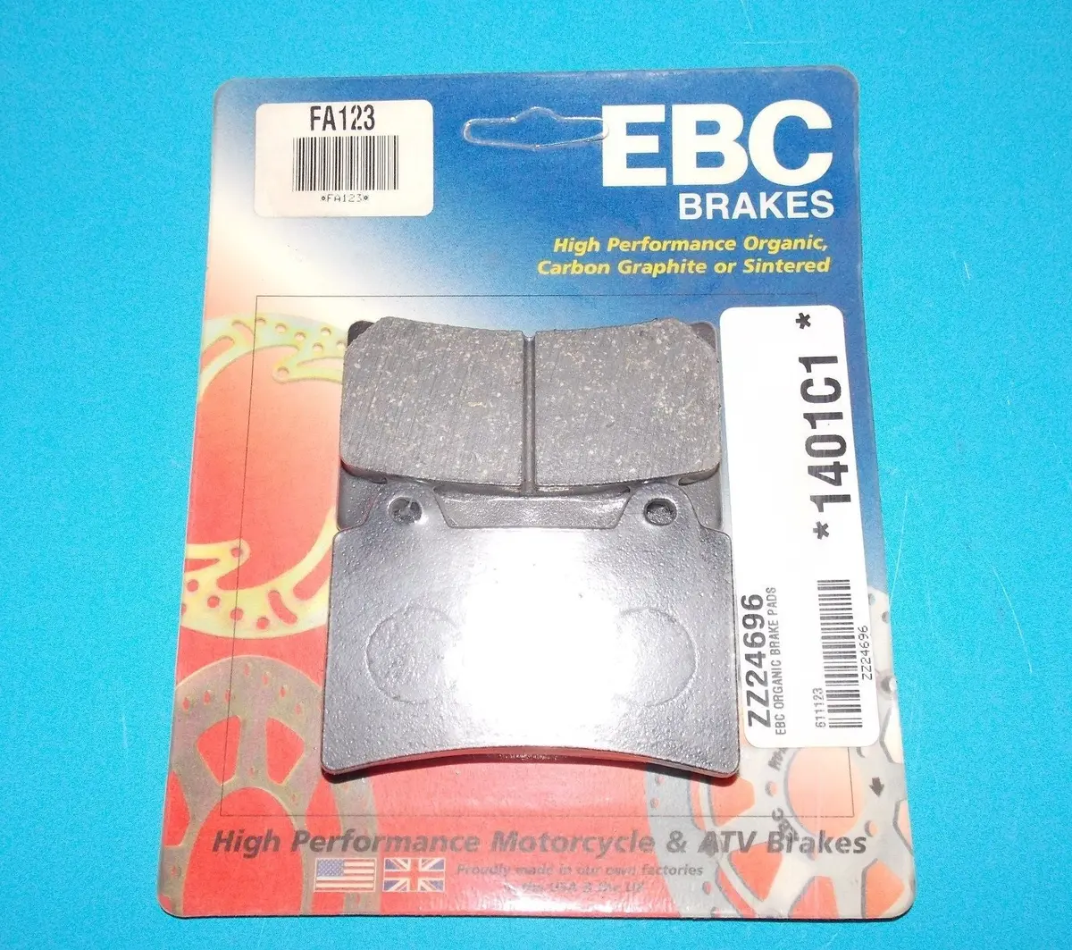 Nos Ebc Brake Pads Fa123 Fits Yamaha Fj1200 Fzr1000/400/750 1986-1993 1998-2014 1