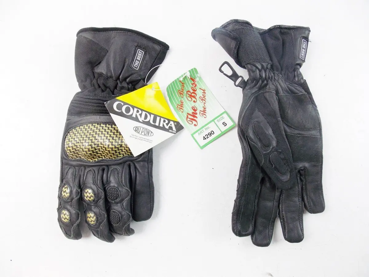 Nos 1 Pair Motorcycle Riding Black Gloves Leather Cordura "The Best" Small 1