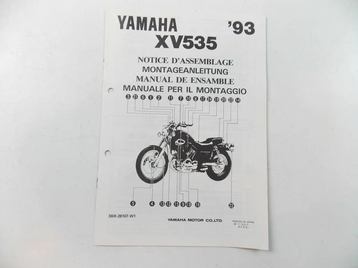 Oem Dealer Assembly Manual Booklet 1993 Yamaha Xv535 3Br-28107-W1 1