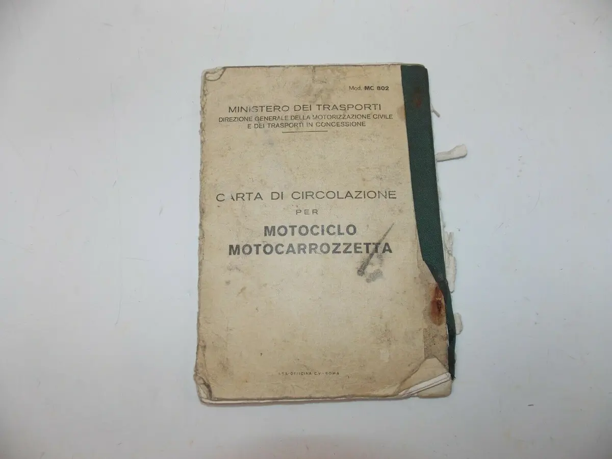 1980 Moto Guzzi 350 Italian Owner Certificate Carta Circolazione Motorcycle 1