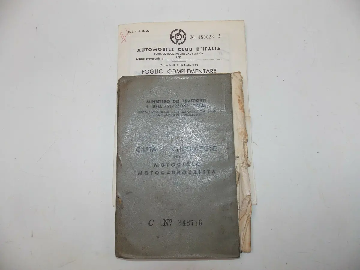 1971 Ducati 160 Monza Ownership Certificate Book Original Italian Document 1
