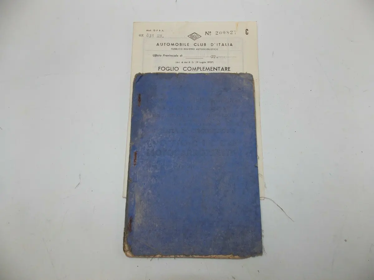 1951 Moto Guzzi Galletto 160 Owner Certificate Booklet Original Italian Document 1