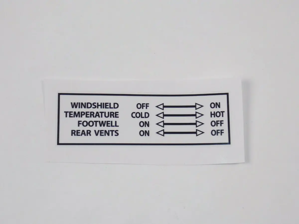 Temperature Control Label Sticker Clear Black 103X23mm Vw Bus Transporter Golf 1