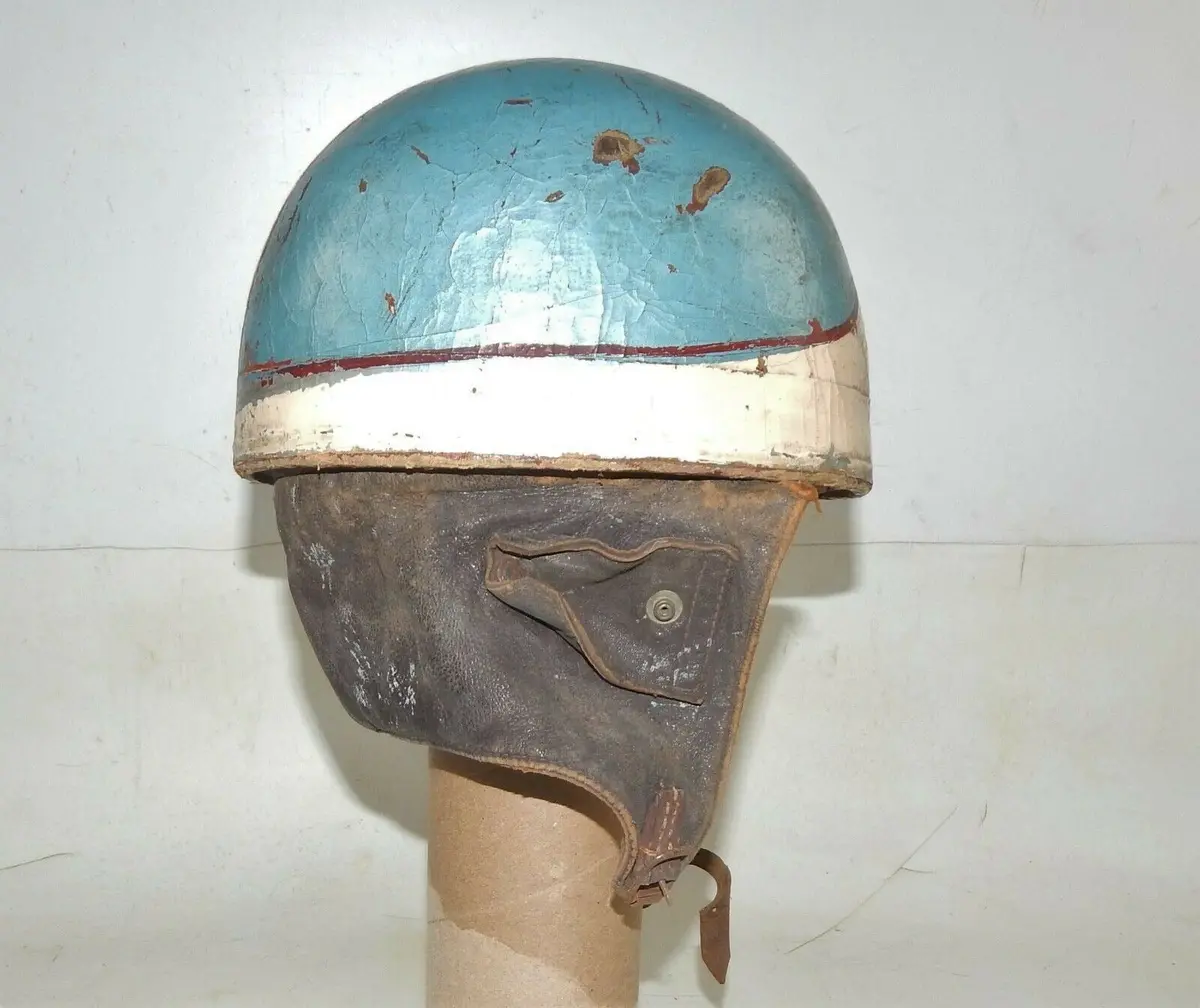 1950'S Cromwell Vintage Motorcycle Helmet 7.5X6.5" 1965 Fmi Italy Decal Bsa Jawa 1