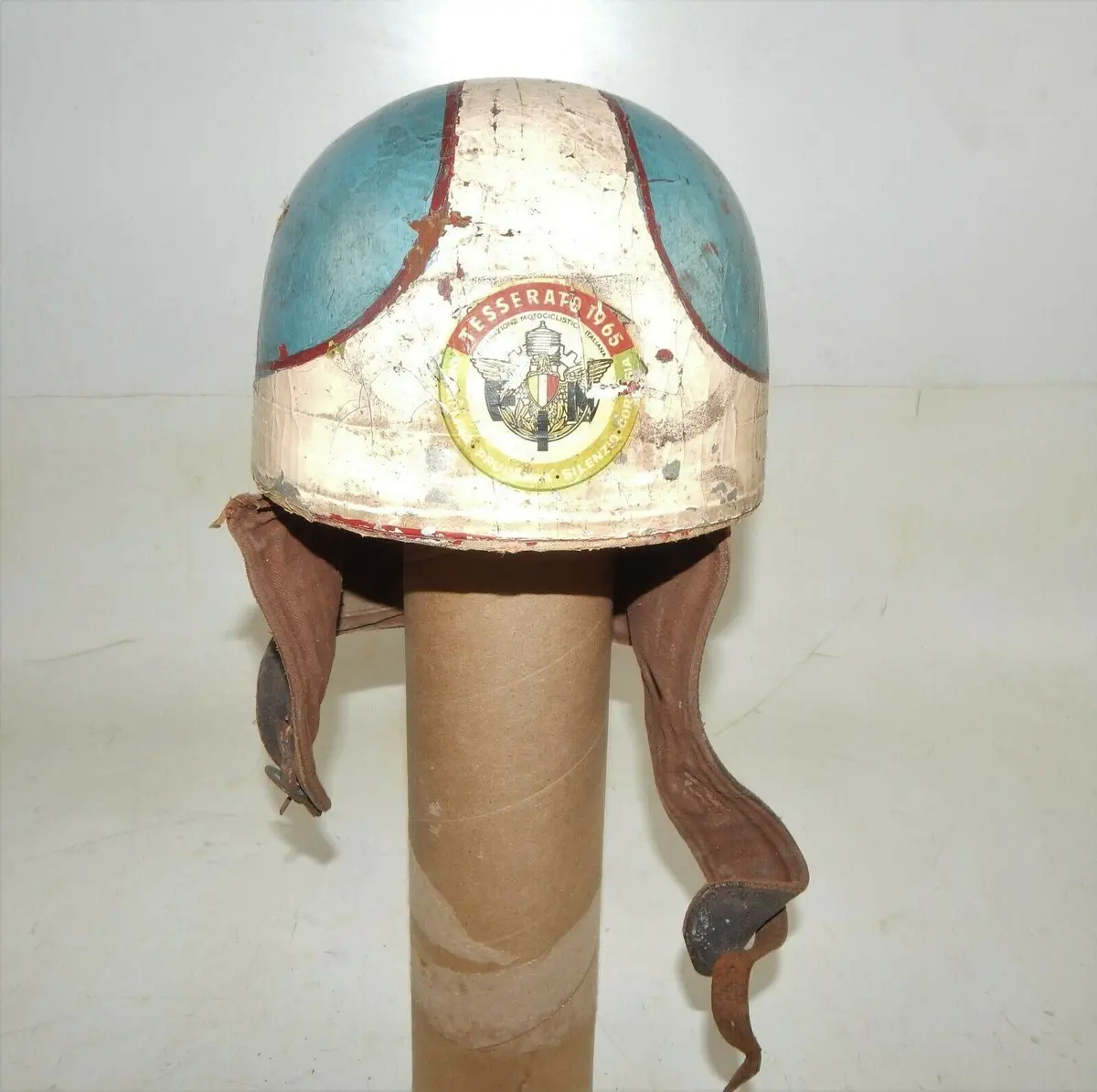 1950'S Cromwell Vintage Motorcycle Helmet 7.5X6.5" 1965 Fmi Italy Decal Bsa Jawa 2