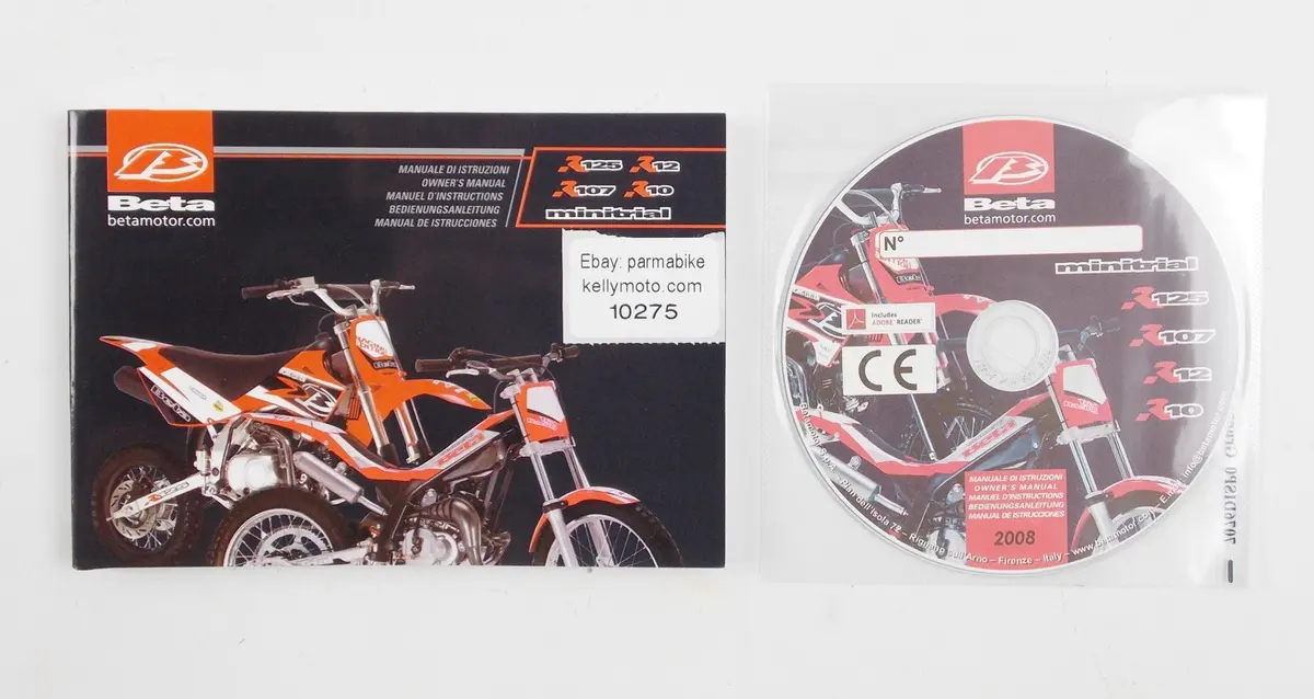 Beta R125 R107 R10 R12 Minitrial Owner Manual+Cd Italian English French German 1