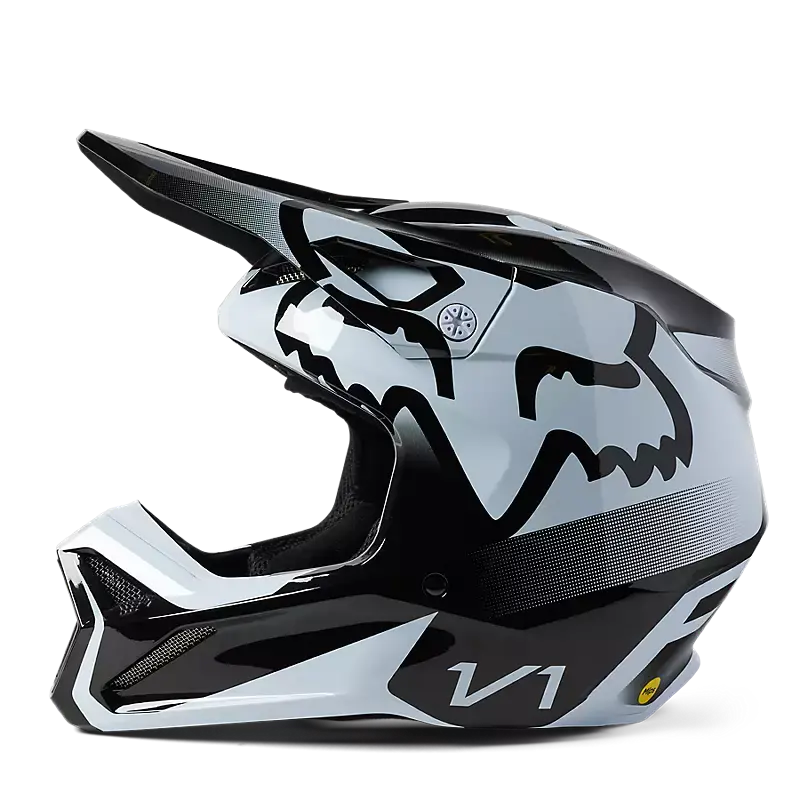 Fox Racing V1 Black/White Helmet — Mx Dirt Bike / Off-Road Helmet | Motovile Kuwait 1