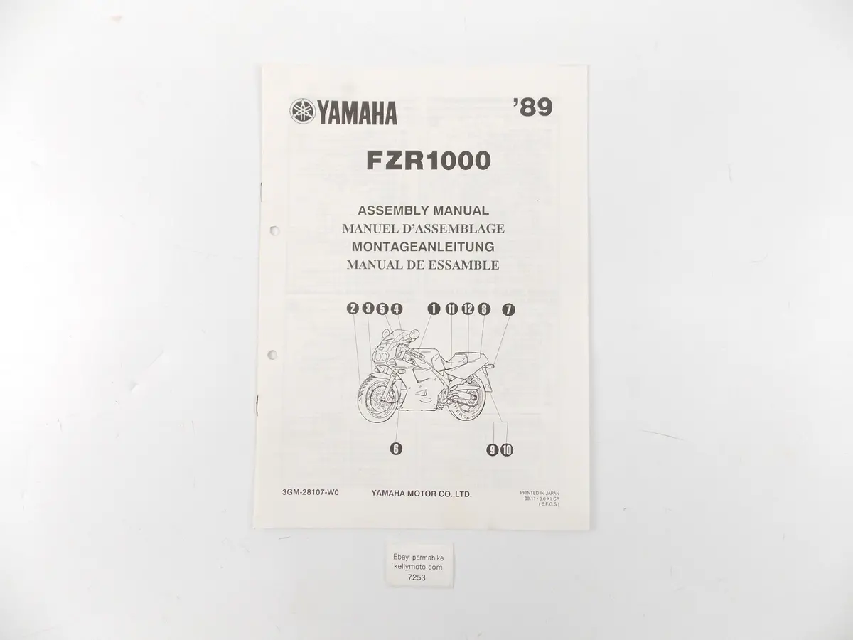 1989 Yamaha Fzr1000 3Gm-28107-W0 Dealer Assembly Manual Booklet 1