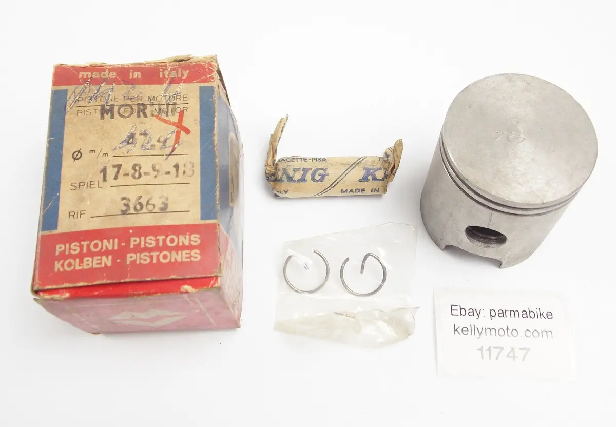Nos Asso Werke 3663 Piston + Pin + Clips D. 42.4Mm Franco Morini 17-8-9-18 1