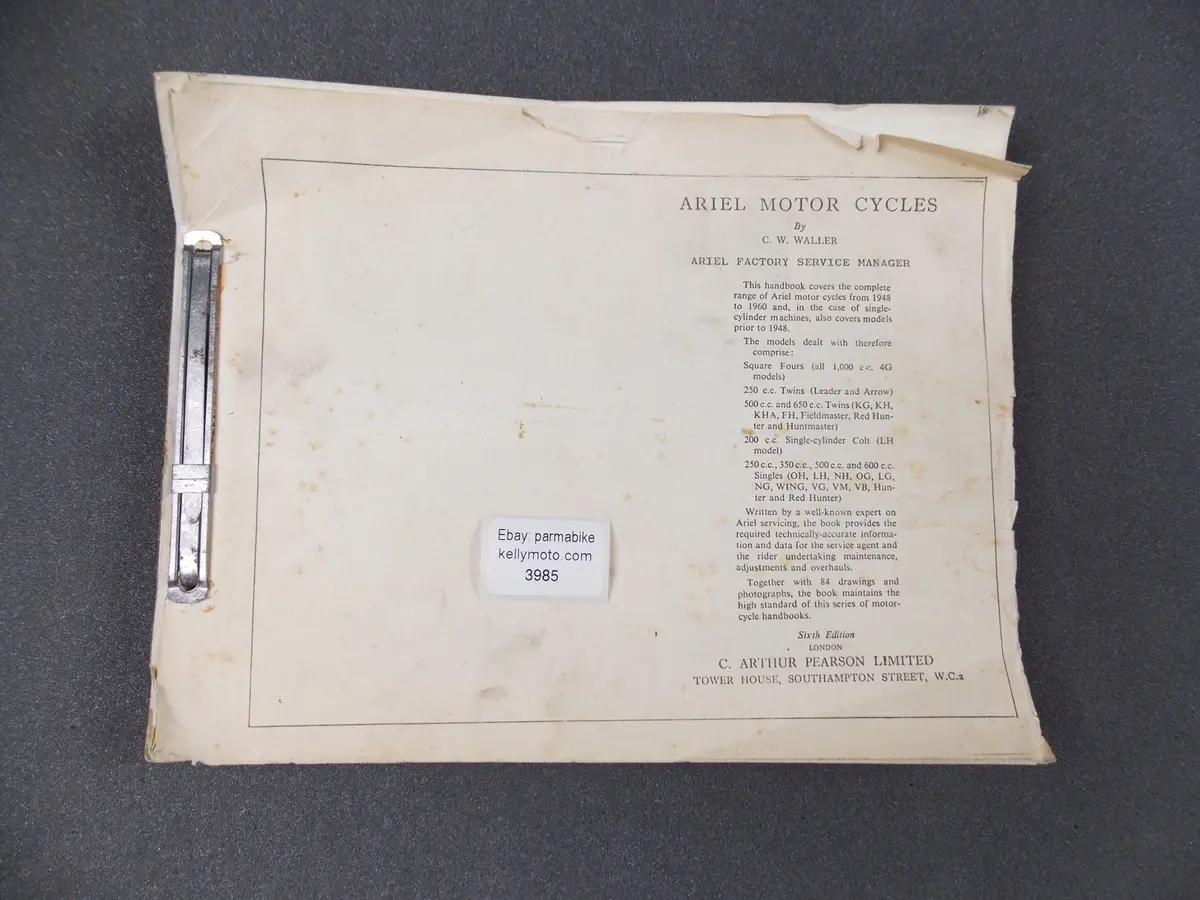 1948-1960 Ariel 200/250/350/500/600/650/1000 Motorcycles Factory Service Manual 1