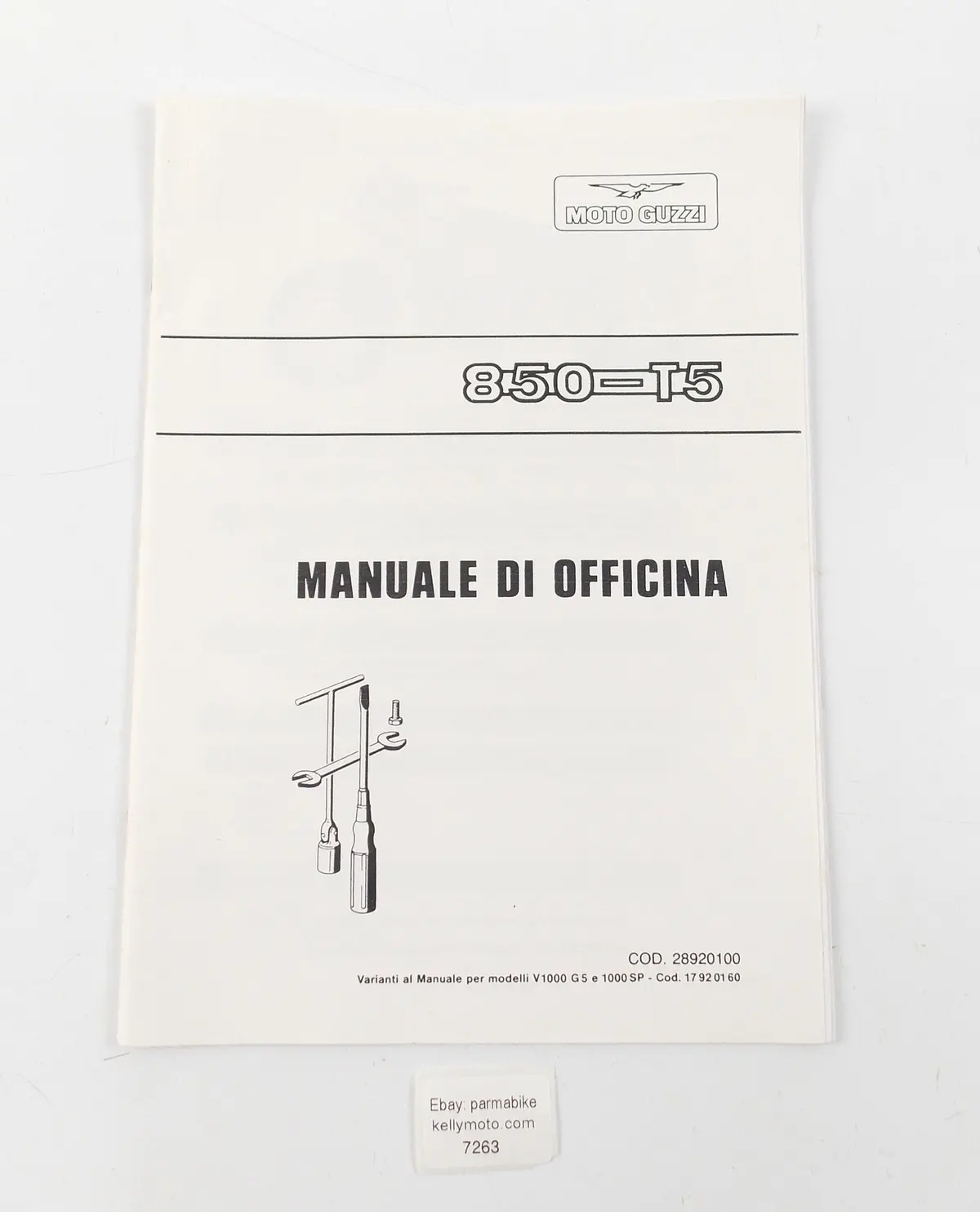 1987 Moto Guzzi 850-T5 Workshop Manual Book 28920100 1