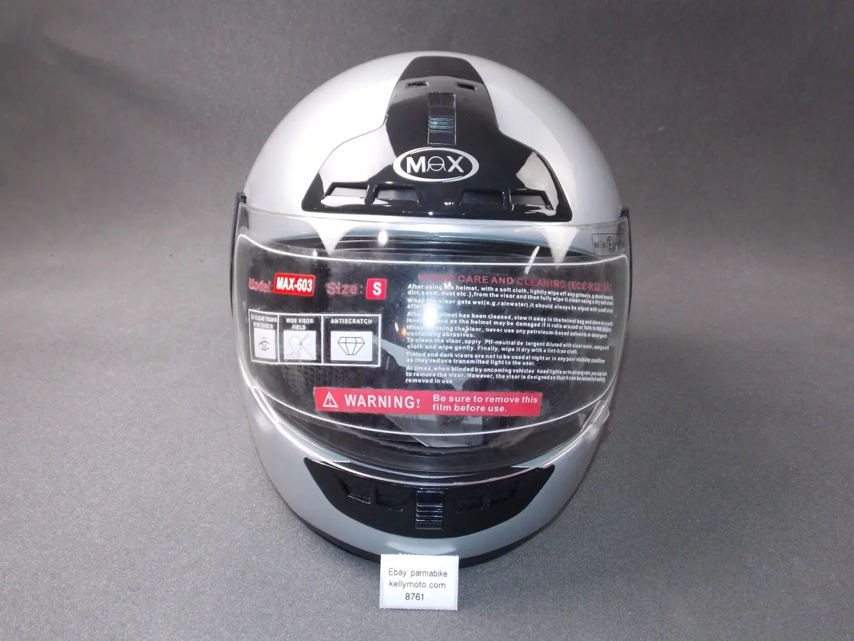 Max Clear Shield Visor Silver Motorcycle Helmet Model Max-603 Size S 55-56 1