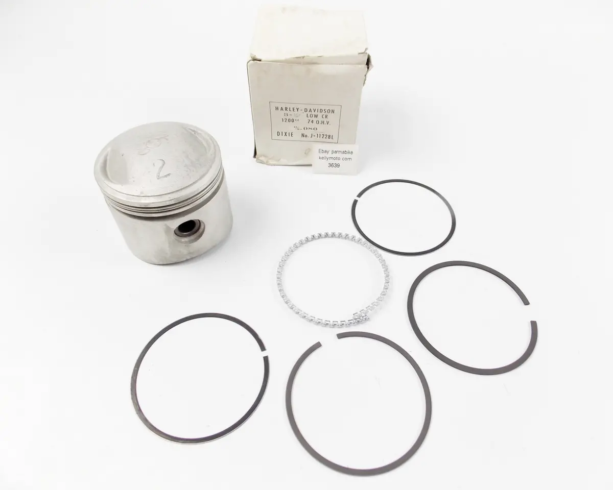 1941-Up Harley 74Ohv 1200Cc 3"7/16 Os=0.80 Low Compression Piston+Rings+Pin 1