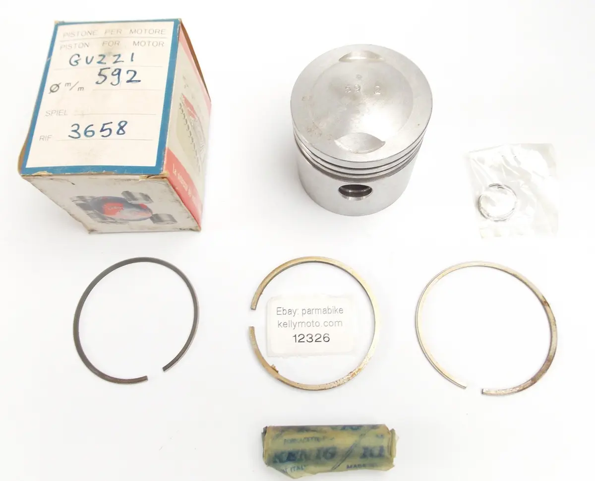 Nos Asso Werke 3658 Piston + Rings + Pins + Clips 59.2 Mm Moto Guzzi 1